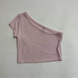 EMMA & SAM one shoulder ribbed crop top